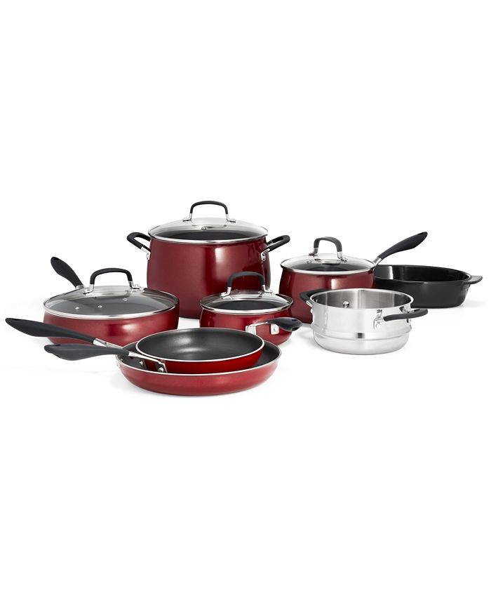 Belgique Nonstick Aluminum Red 12Pc. Cookware Set, Created for Macy's