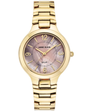 image of Anne Klein Women-s Considered Solar Gold-Tone Bracelet Watch 32.5mm