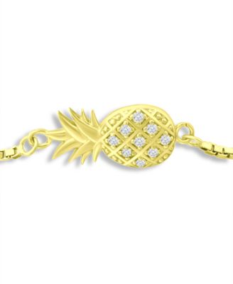 Cubic Zirconia Pineapple Bolo Bracelet in 18k Gold-Plated Sterling Silver, Created for Macy's