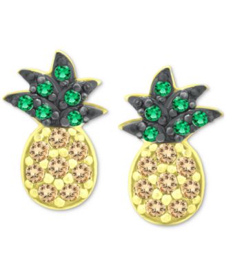 Cubic Zirconia Pineapple Stud Earrings in 18k Gold-Plated Sterling Silver, Created for Macy's