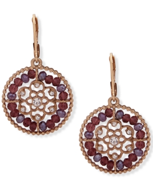 image of lonna & lilly Gold-Tone Crystal Filigree Beaded Drop Hoop Earrings