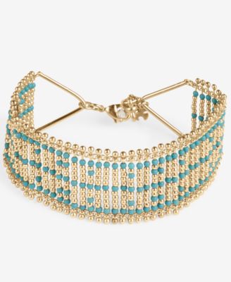 Lucky Brand - Gold-Tone Wide Beaded Woven Bracelet