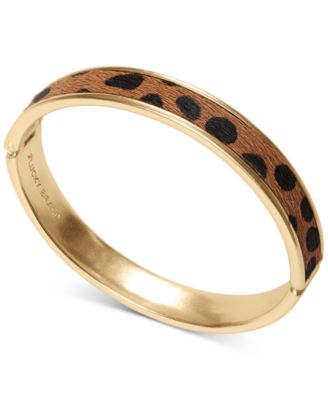 Lucky Brand - Gold-Tone Leopard-Print Faux-Fur Inlay Bangle Bracelet