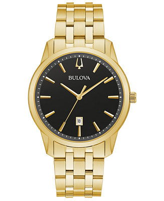 Bulova Men's Classic Sutton Gold-Tone Stainless Steel Bracelet Watch 40mm & Reviews - Macy's