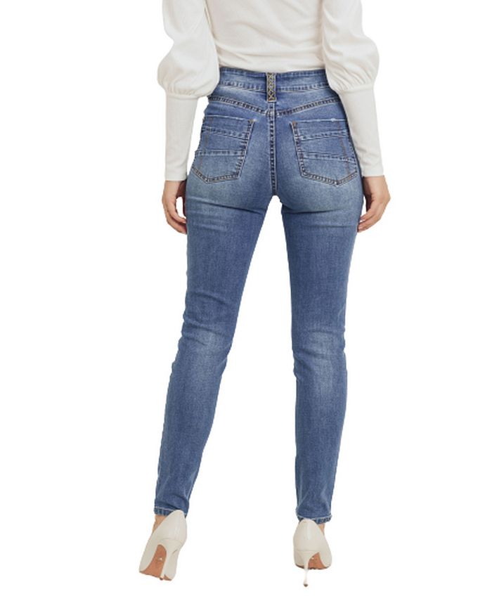 Rubberband Stretch Women's MidRise Destructed Skinny Jeans Macy's