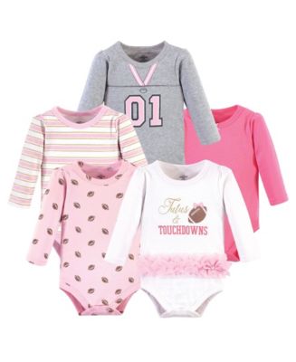 Little Treasure Baby Girls Treasure Baby Cotton Long-Sleeve Bodysuits ...