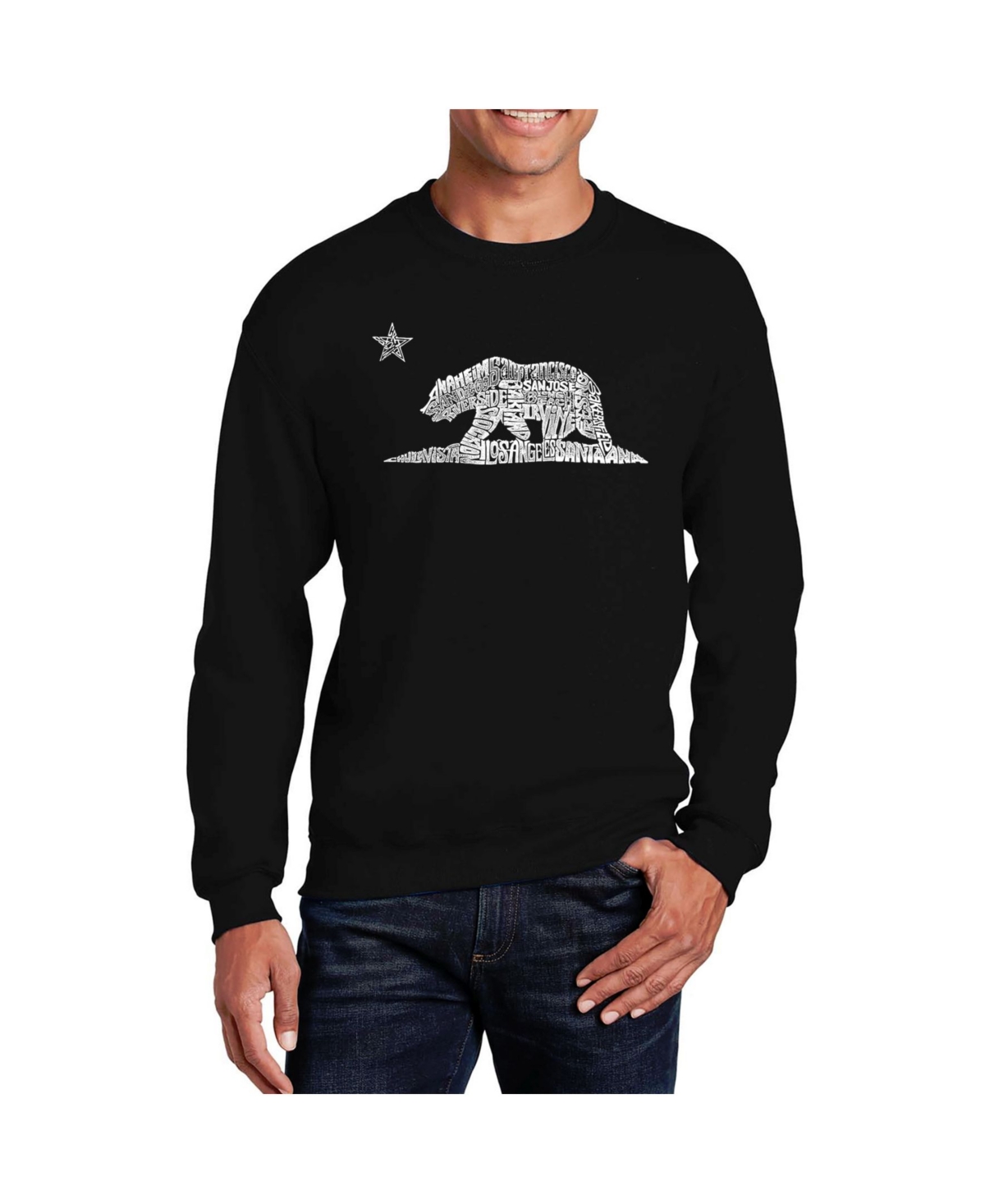 Men's Word Art California Bear Crewneck Sweatshirt - Gray