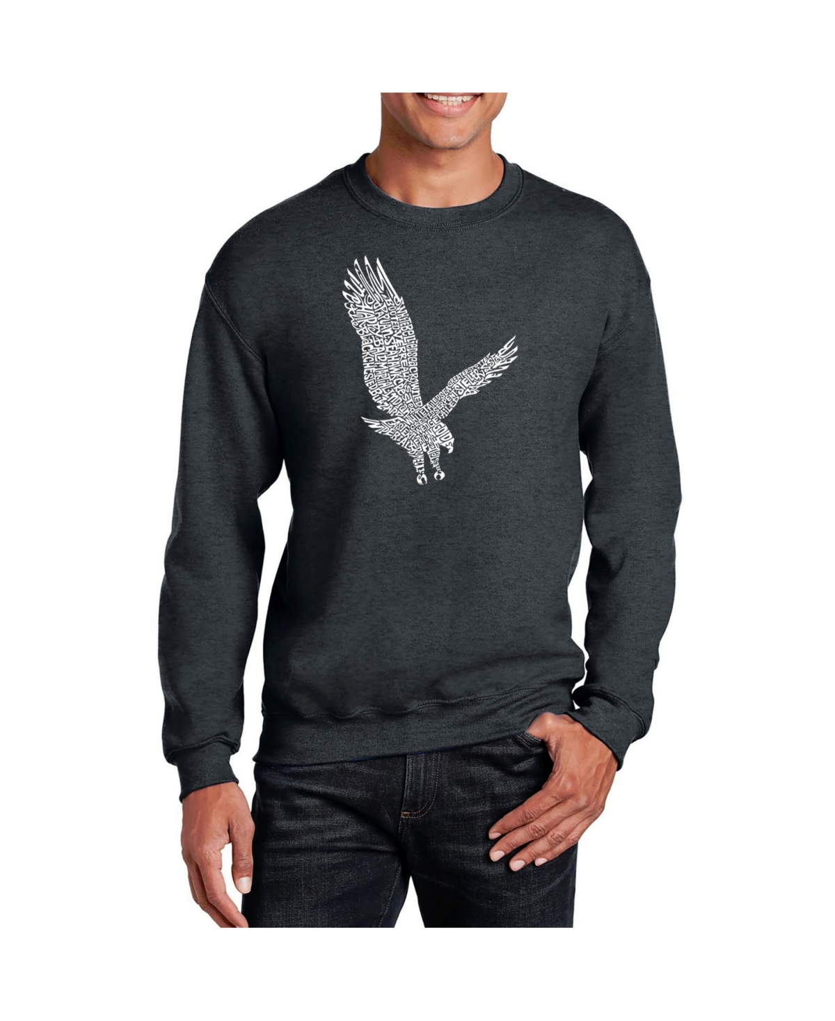 La Pop Art Men's Word Art Eagle Crewneck Sweatshirt