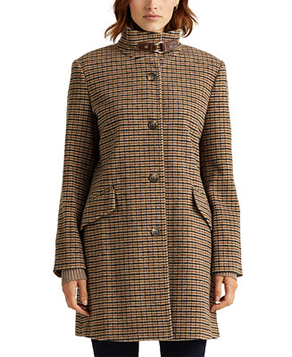 Lauren Ralph Lauren Houndstooth Wool-Blend Coat, Created For 