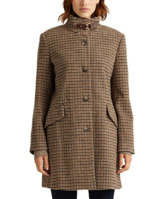 Lauren Ralph Lauren Houndstooth Wool-Blend Coat, Created For Macy's ...