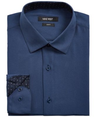 Nine West Men's Slim-Fit Performance Stretch Solid Dress Shirt - Macy's
