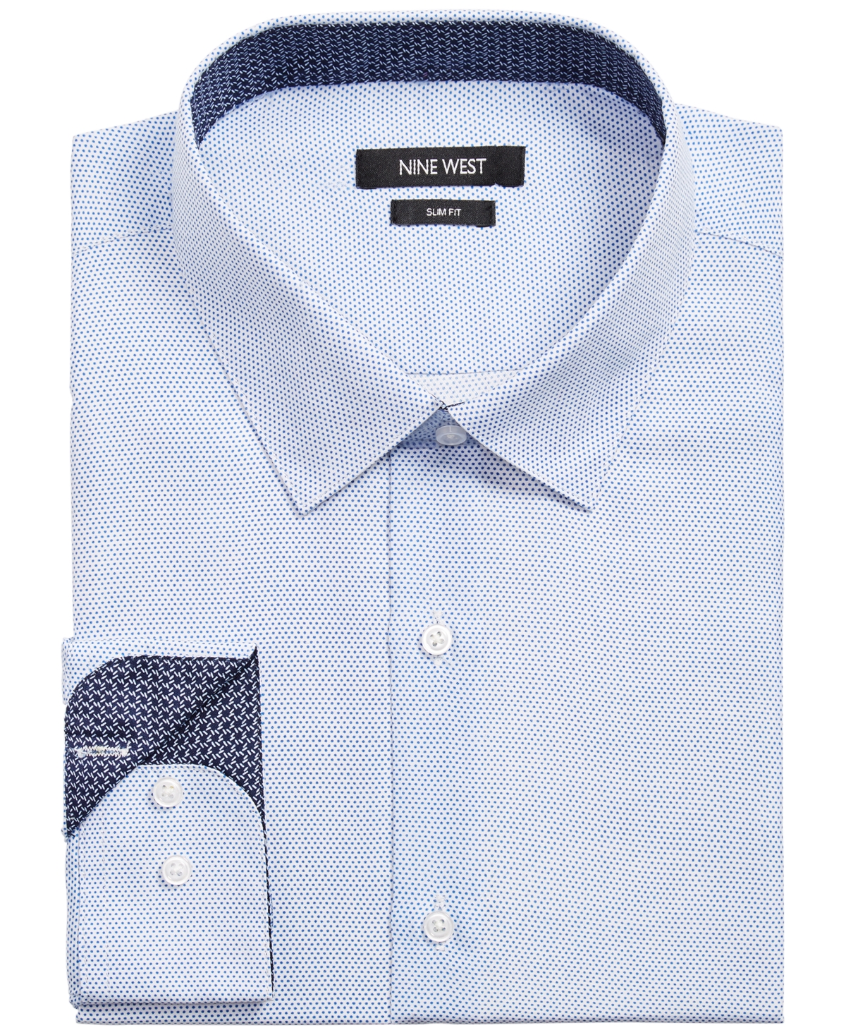 Men's Slim-Fit Performance Stretch Micro-Dot Dress Shirt - White/Blue/Navy