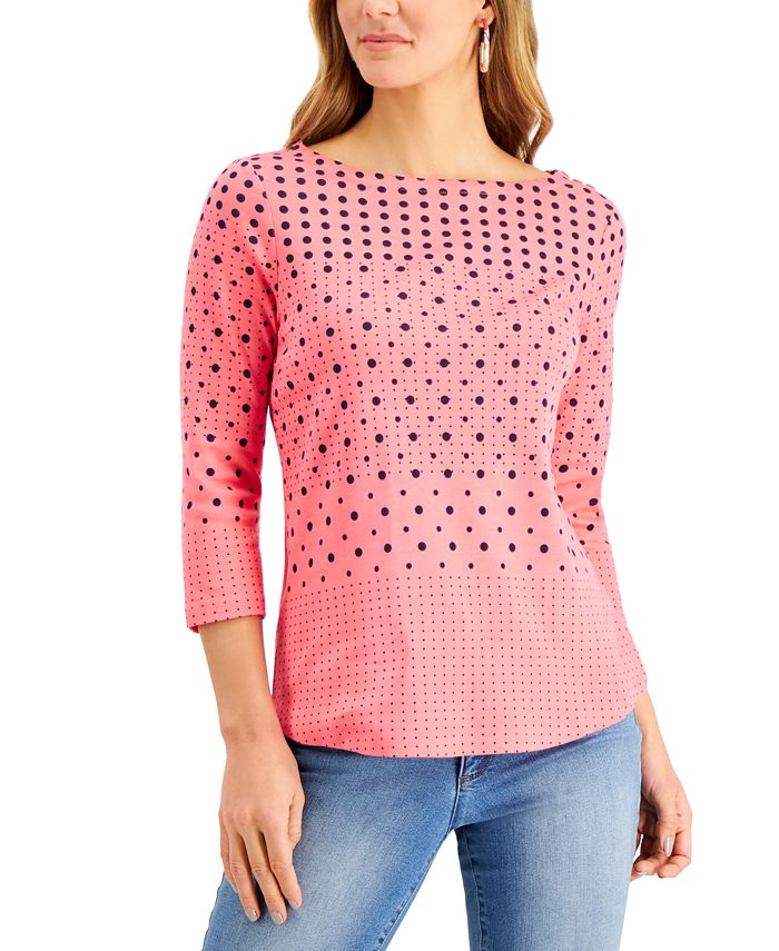Charter Club Cotton Dot-Print Top, Created for Macy's - Macy's