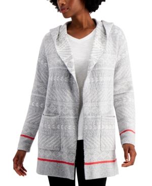 Style & Co Hooded Fair Isle Cardigan Created for Macy's