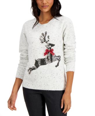 Karen Scott Sequined Reindeer Sweater, Created for Macy's - Macy's