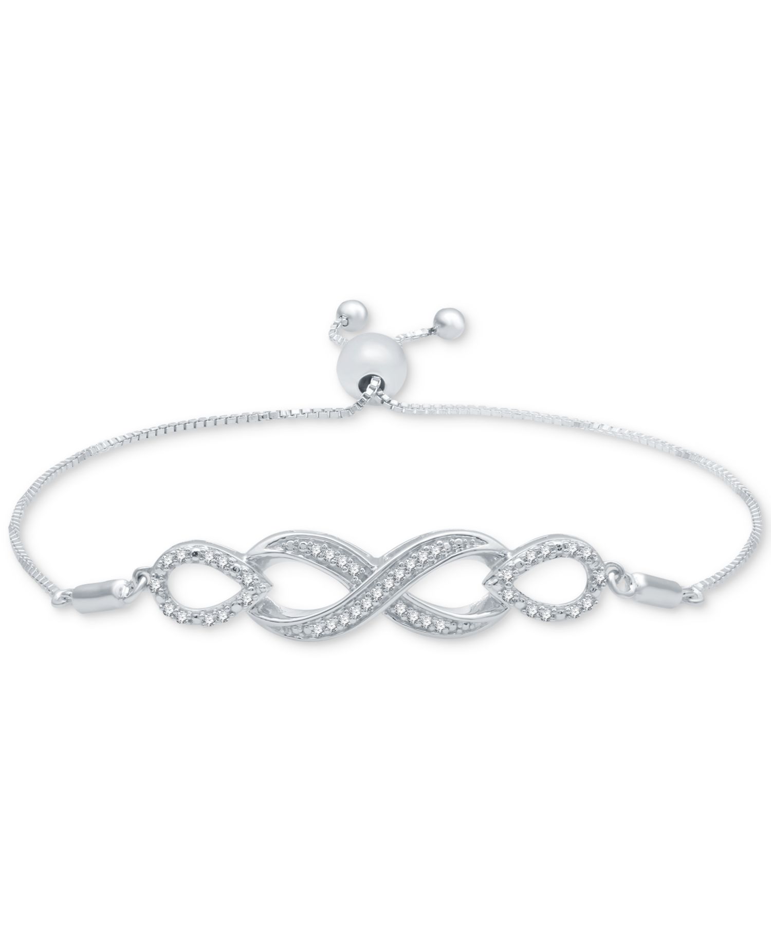 Diamond Infinity Bolo Bracelet (1/6 ct. t.w.) in Sterling Silver
