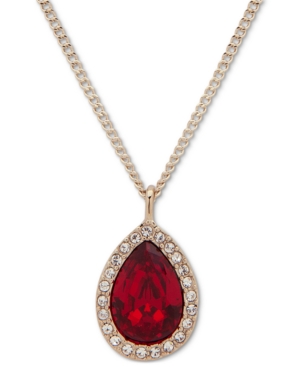 image of Givenchy Stone & Crystal Teardrop Halo Pendant Necklace, 16
