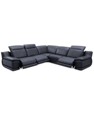 Daisley 5-Pc. Leather "L" Shaped Sectional Sofa with 3 Power Recliners 