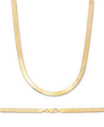 Macy's 14K White Gold Flat Herringbone Chain Necklace