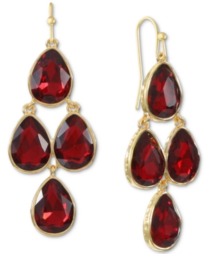 image of Style & Co Gold-Tone Teardrop Stone Chandelier Drop Earrings, Created for Macy-s