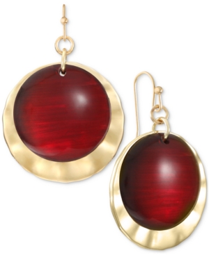 image of Style & Co Gold-Tone Disk & Stone Drop Earrings, Created for Macy-s
