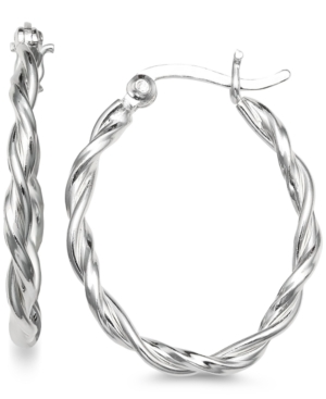 image of Giani Bernini Small Twist Oval Hoop Earrings in Sterling Silver, Created for Macy-s