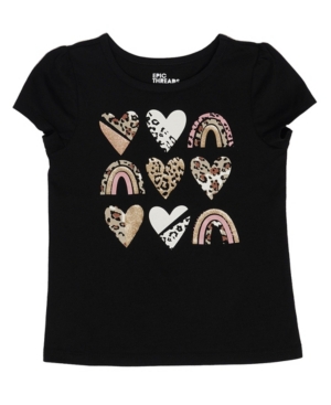 image of Epic Threads Little Girls Short Sleeve Leopard Icons Graphic Mix and Match Tee