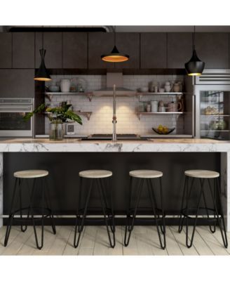 Simeon 26" Metal Counter Height Stool with Wood Seat, Set of 2