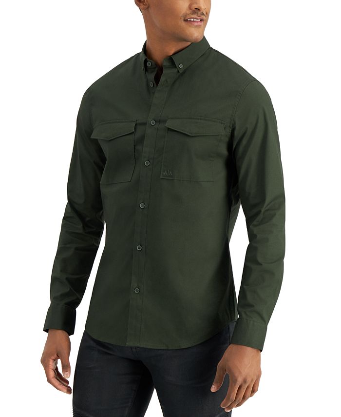 A|X Armani Exchange Double Breast Pocket Button Up Shirt - Macy's