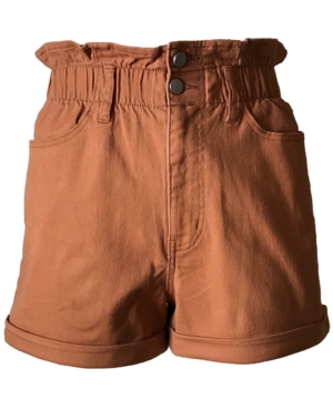 image of Tinseltown Juniors- Cuffed Paperbag-Waist Shorts