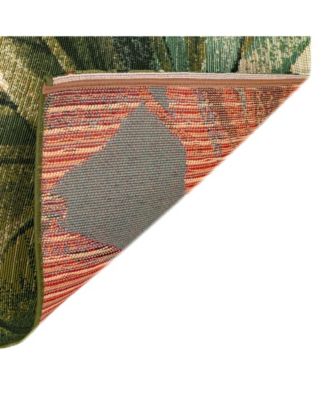 Marina Tropical Leaf Cream 8'10" x 11'9" Outdoor Area Rug