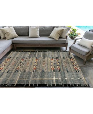 Marina Tribal Stripe 6'6" x 9'4" Outdoor Area Rug