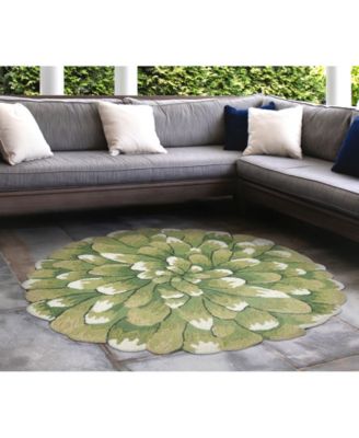 Frontporch Mum Aqua 5' x 5' Round Rug