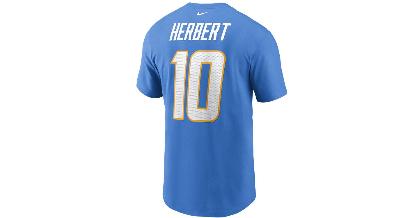 Мужская футболка Nike Los Angeles Chargers Pride Name and Number Wordmark 3.0 Player T-shirt Justin Herbert — фото 1