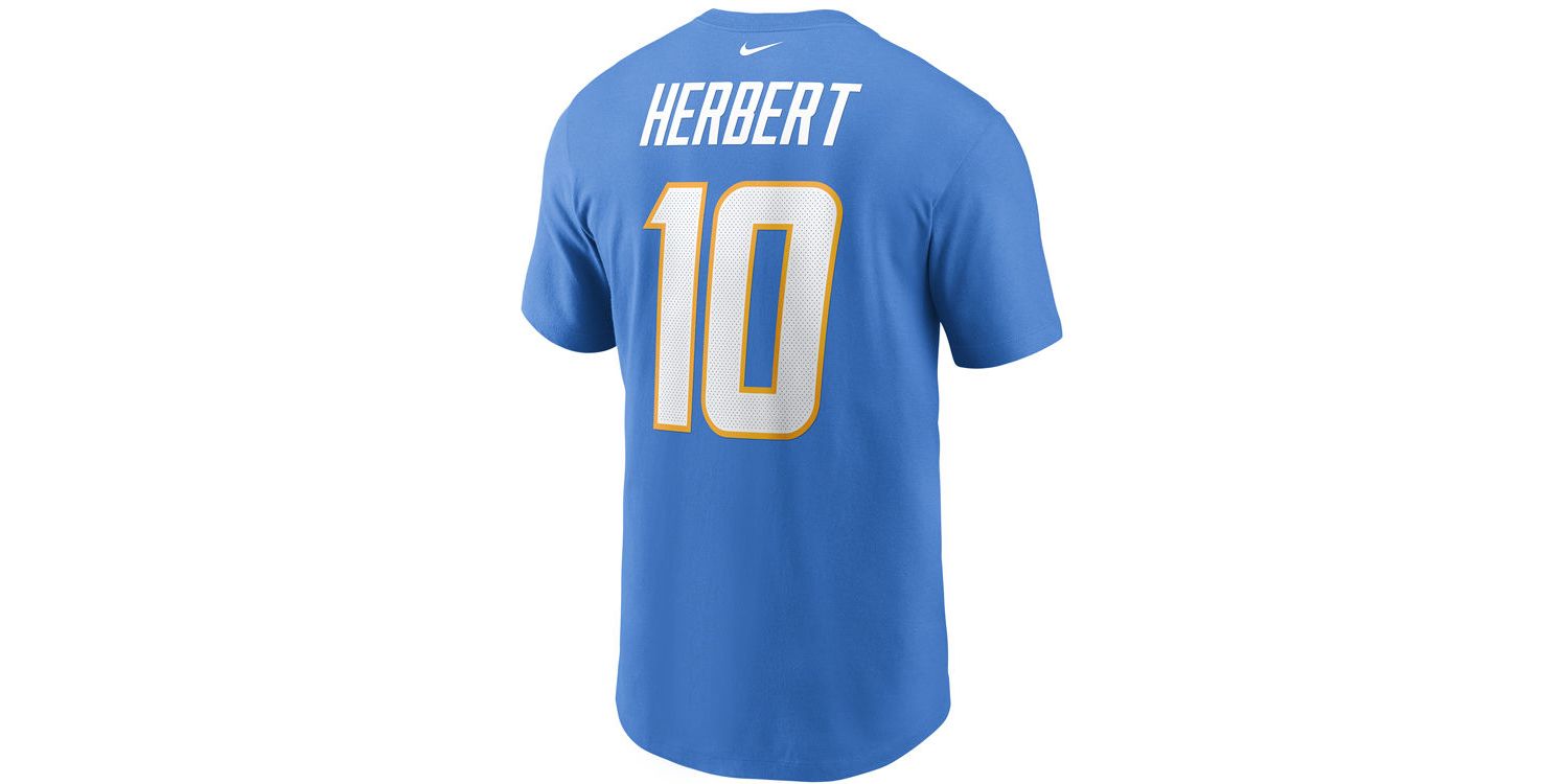 Los Angeles Chargers Men's Pride Name and Number Wordmark 3.0 Player T-shirt Justin Herbert