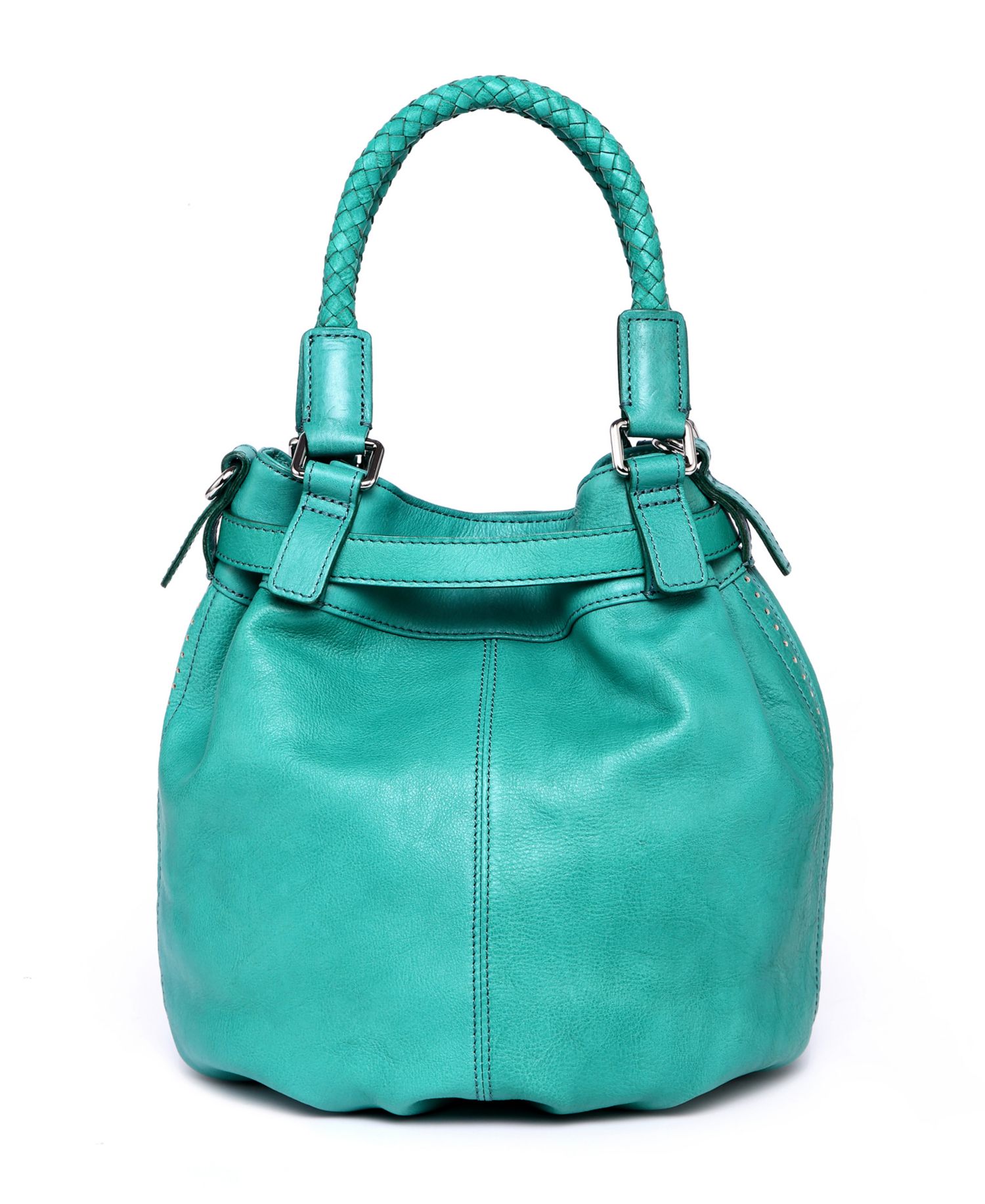 Pumpkin Small Leather Crossbody Bucket Bag