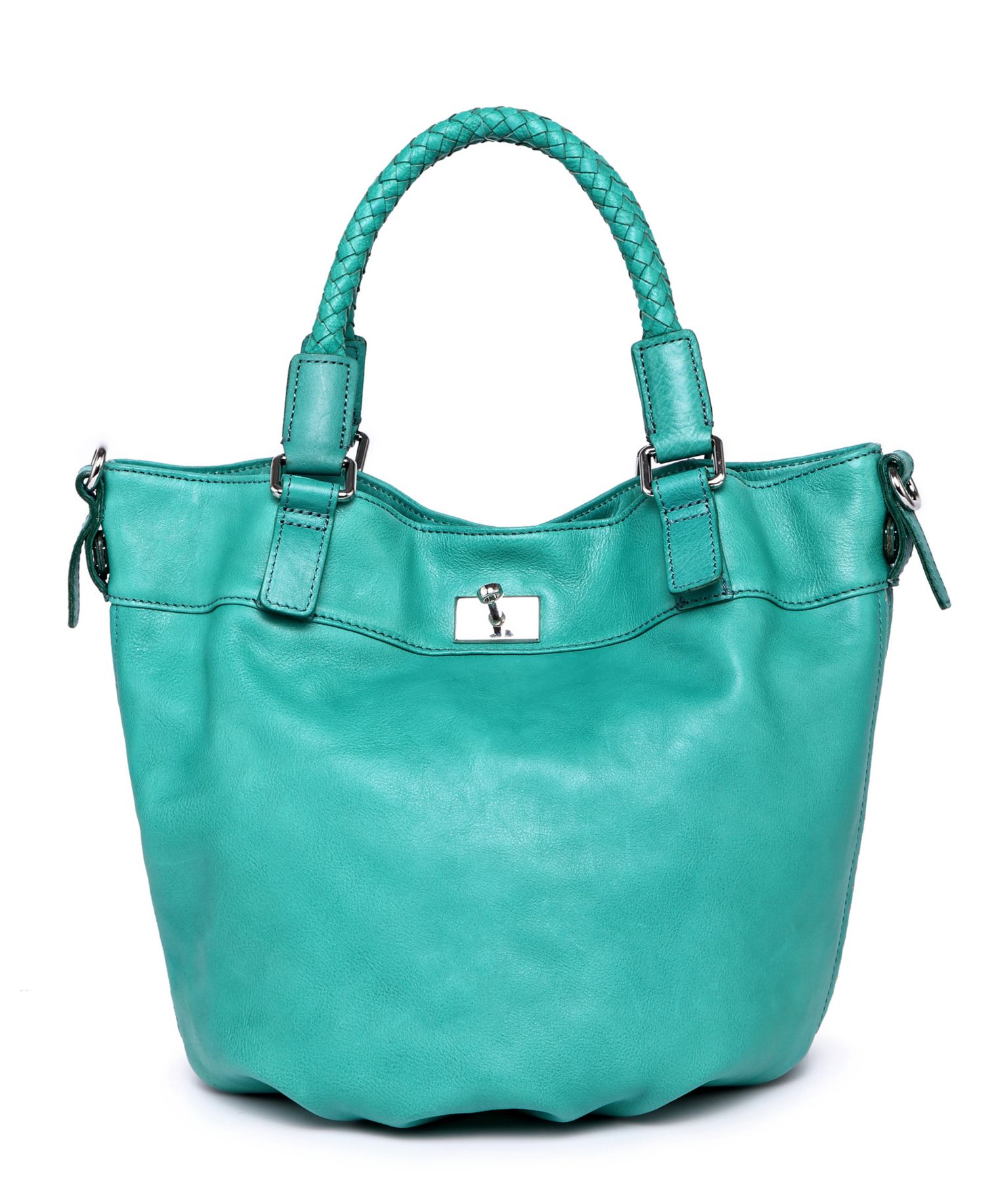 Pumpkin Small Leather Crossbody Bucket Bag