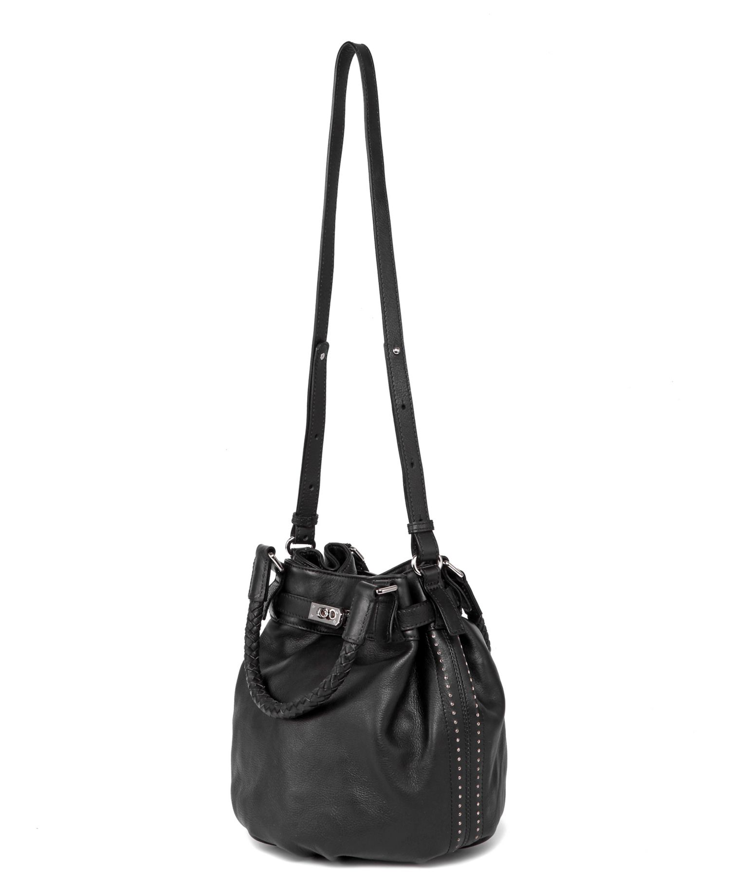 Pumpkin Small Leather Crossbody Bucket Bag