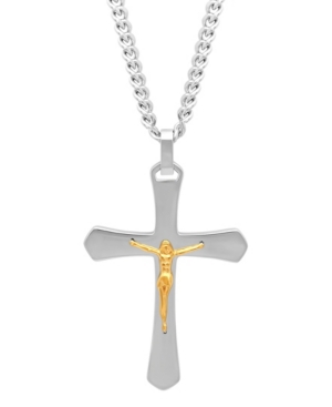 image of Macy-s Men-s Crucifix Pendant Necklace in Two-Tone Stainless Steel