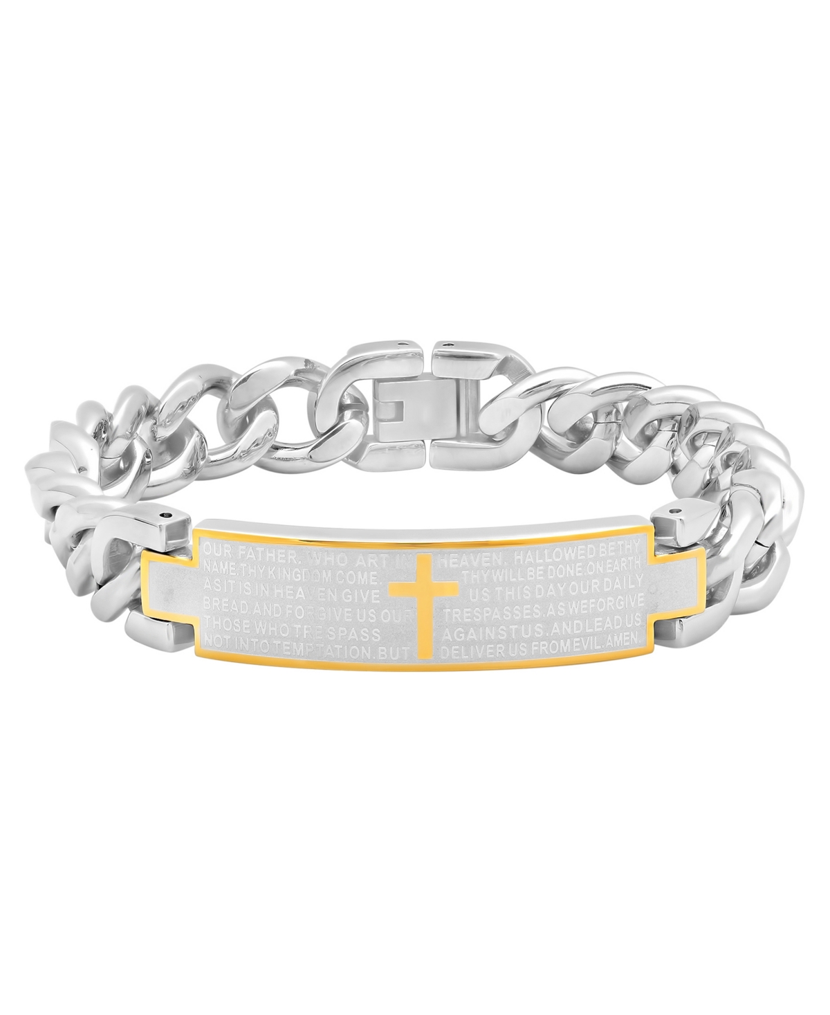 C & c Jewelry Macy's Men's The Lord's Prayer Id Link Bracelet in Two-Tone Stainless Steel