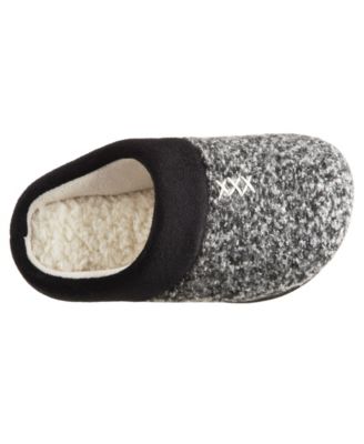 women's isotoner jessie microsuede heathered knit hoodback slipper