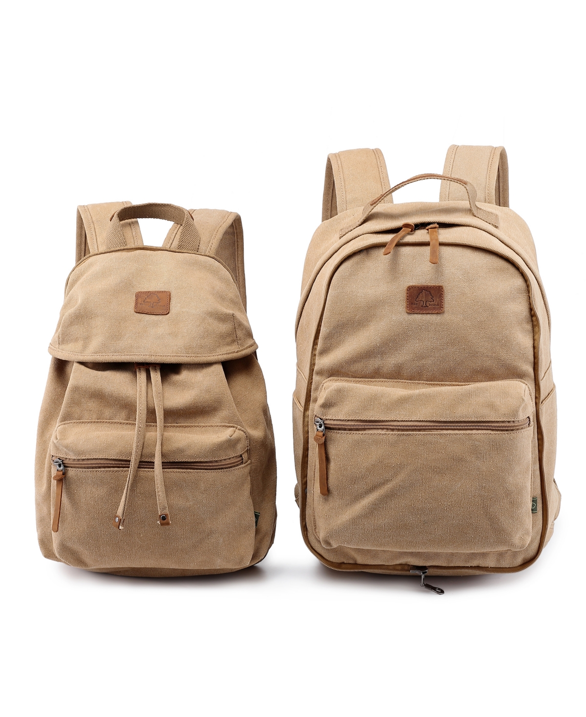 Tsd Brand Trail And Tree Double Canvas Backpack Handbag In Khaki