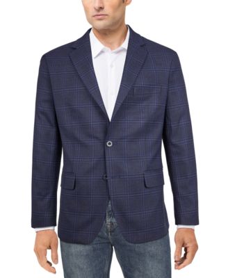 Michael Kors - Men's Modern-Fit Navy Plaid Sport Coat