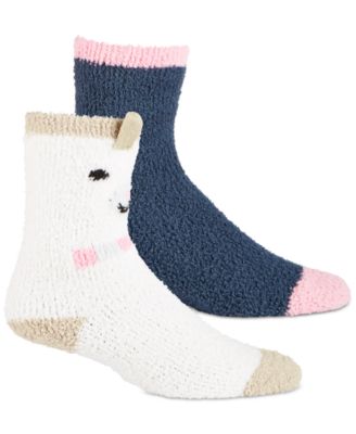 Jenni - Women's 2-Pk. Llama & Solid Crew Socks
