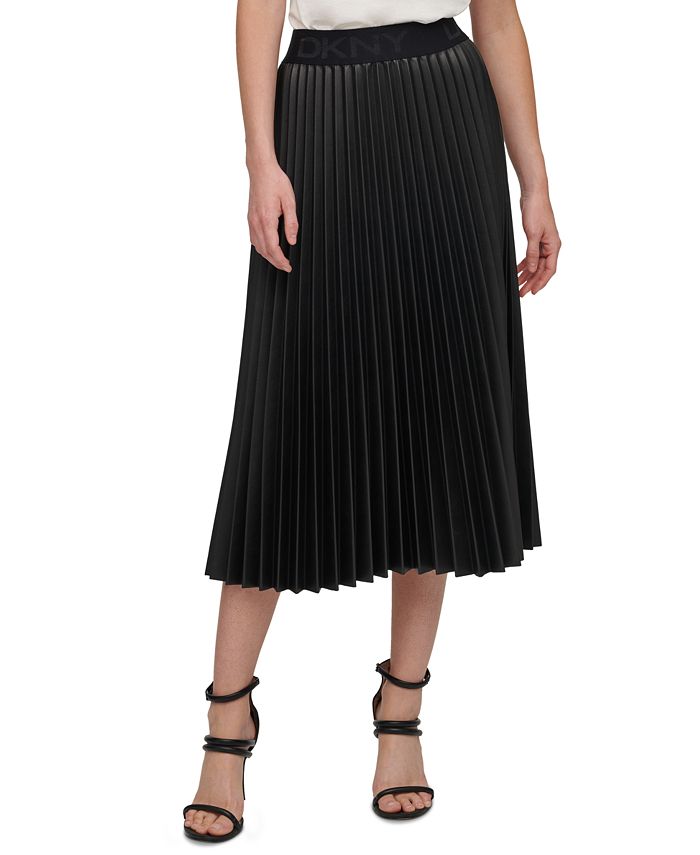 DKNY Pleated Faux-Leather Skirt & Reviews - Skirts - Women - Macy's