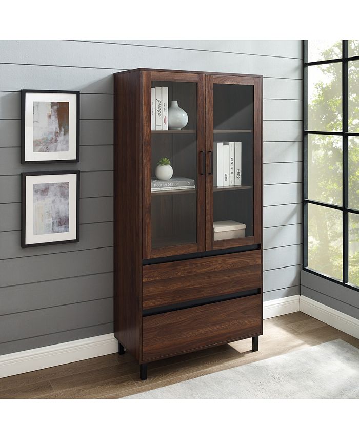 Walker Edison 68" Glass Door Storage Hutch Macy's