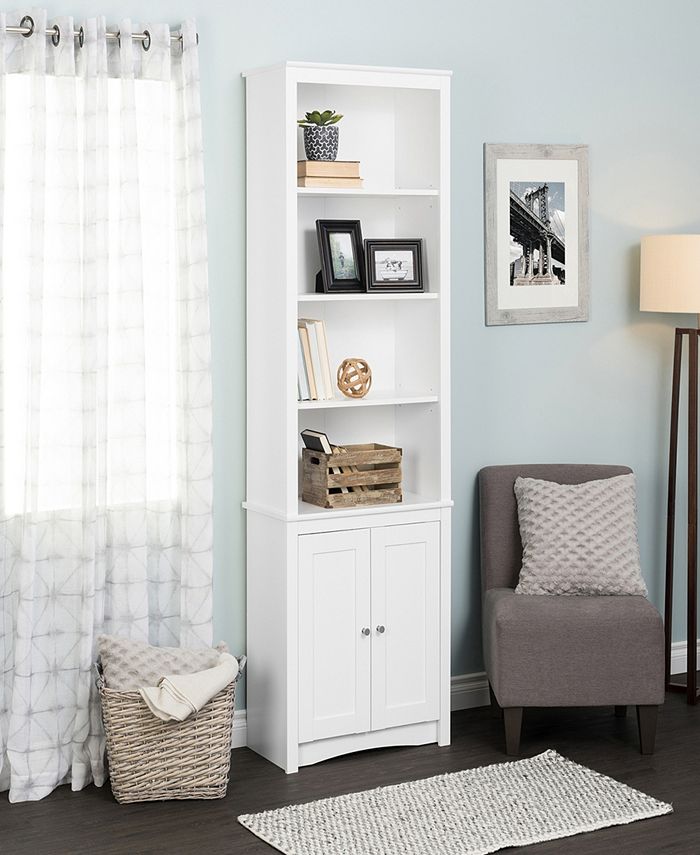 Prepac Tall Bookcase with 2 Shaker Doors Macy's