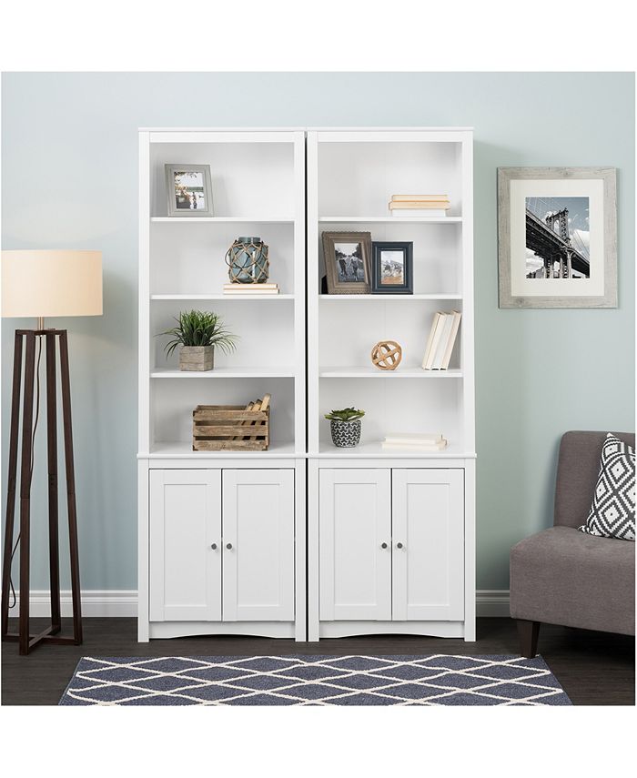Prepac Tall Bookcase with 2 Shaker Doors Macy's