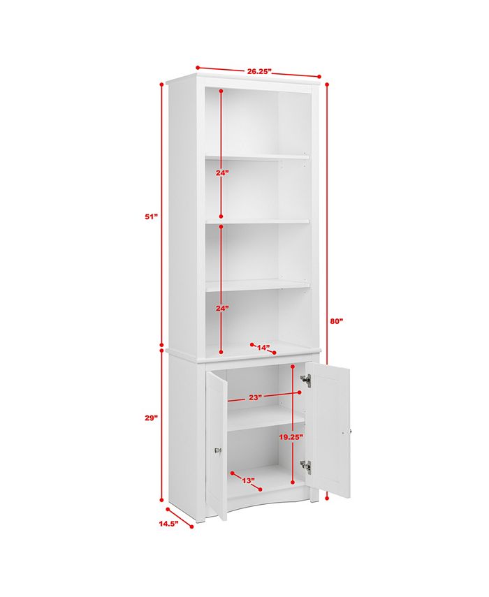 Prepac Tall Bookcase with 2 Shaker Doors Macy's