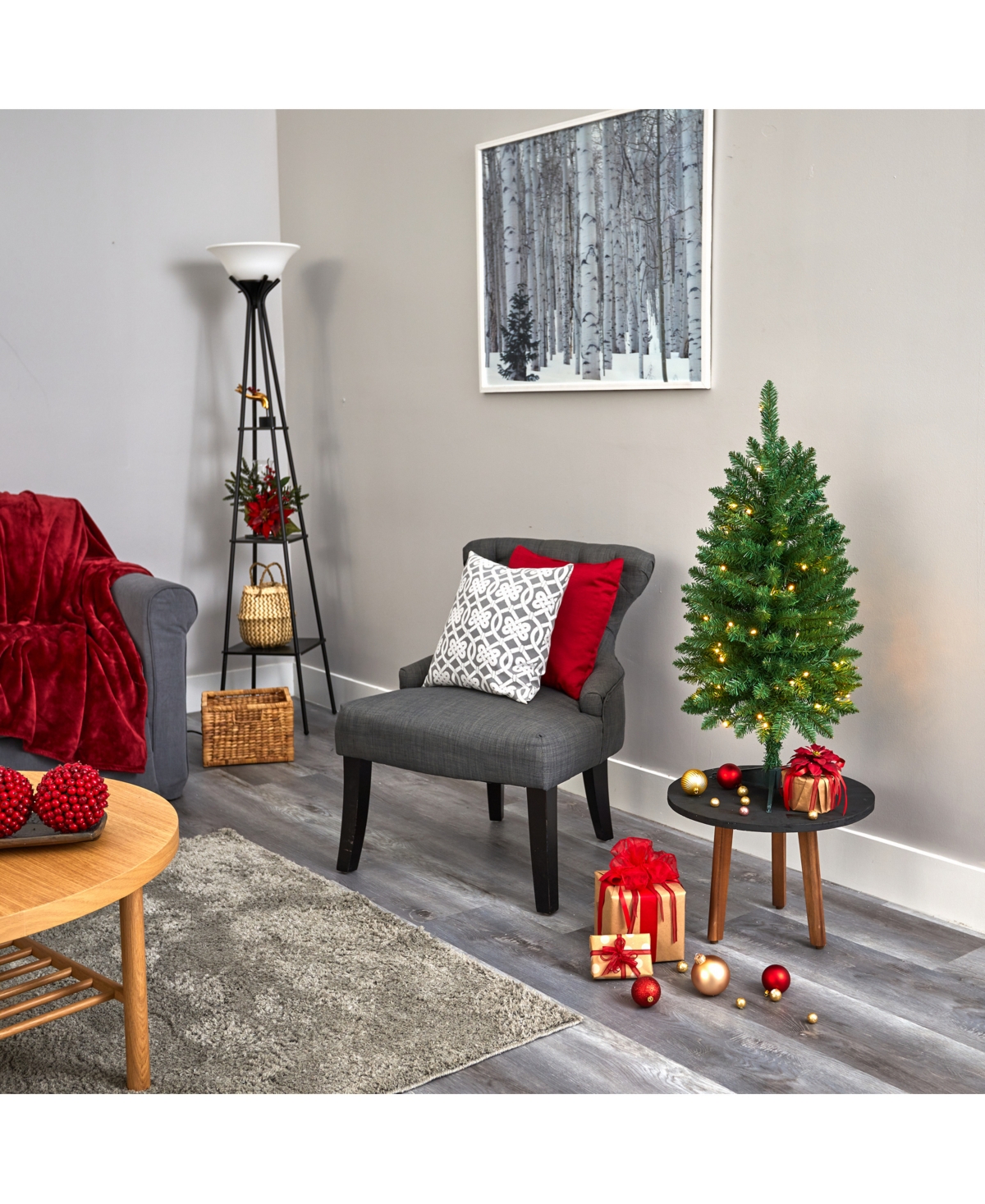 Nearly Natural Slim Mountain Pine Artificial Christmas Tree with 50 Clear Led Lights